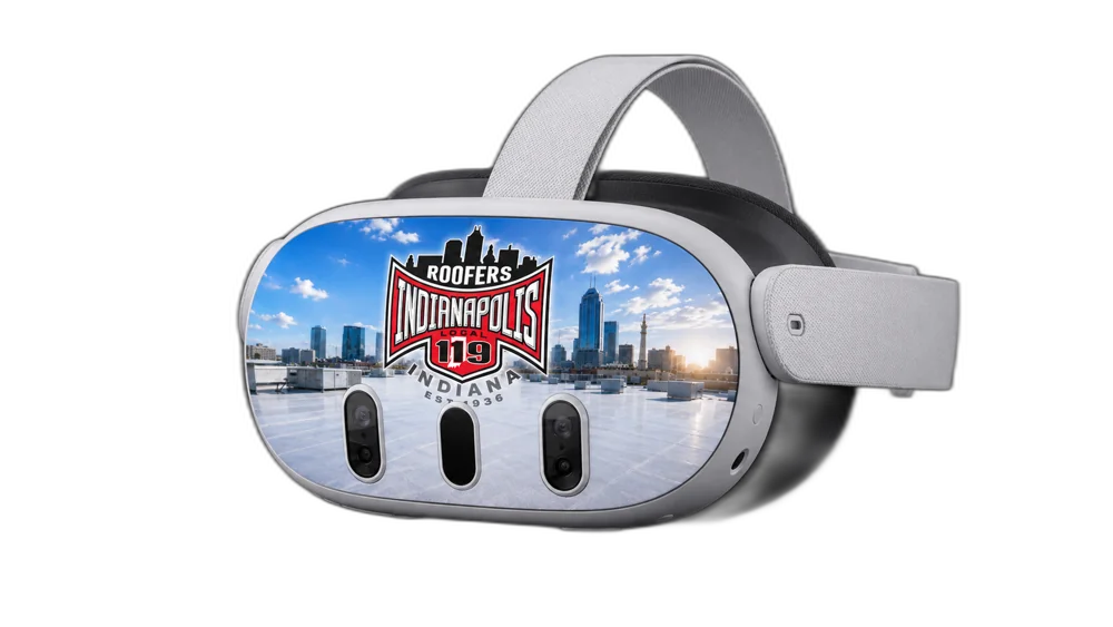 AtlasVR headset branded for Roofers · construction